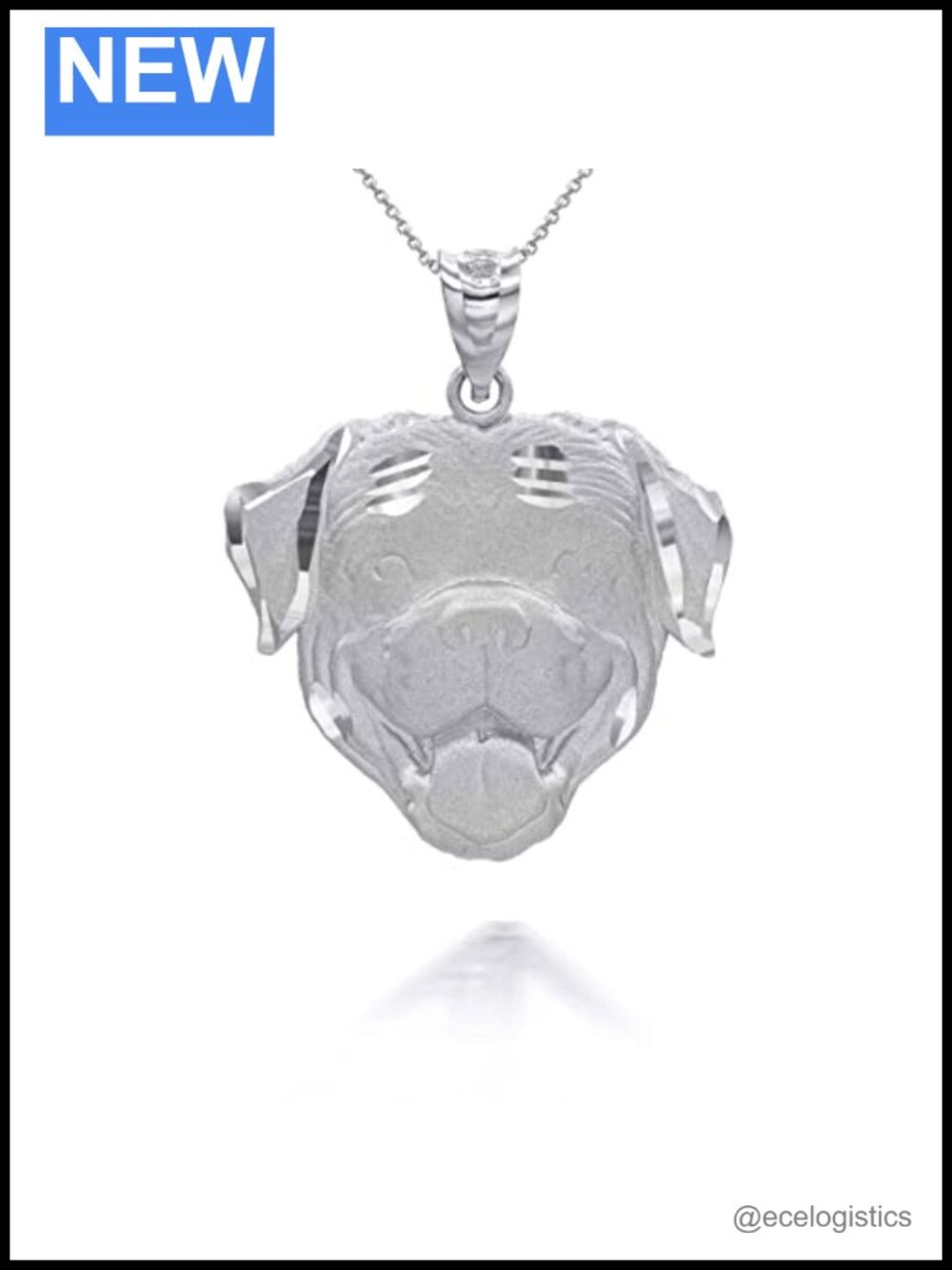 925 Sterling Silver Rottweiler Dog Pendant Necklace Rolo Chain 16"